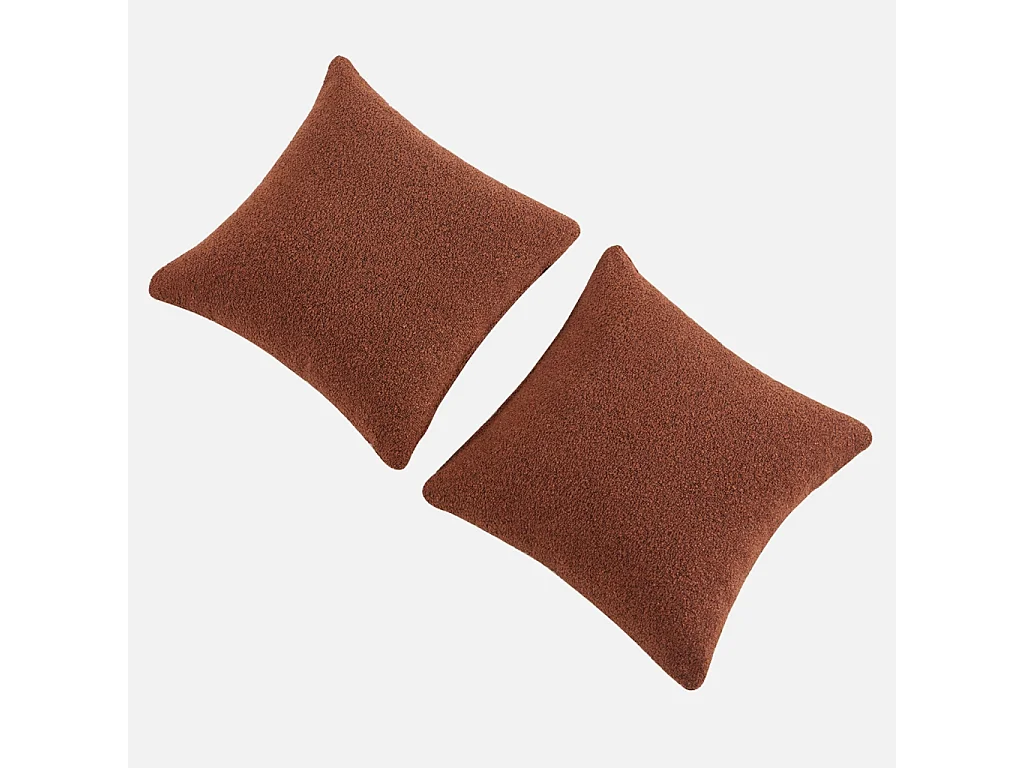 Canapé convertible 3 places bouclette texturée avec coffre terracotta - Leon
