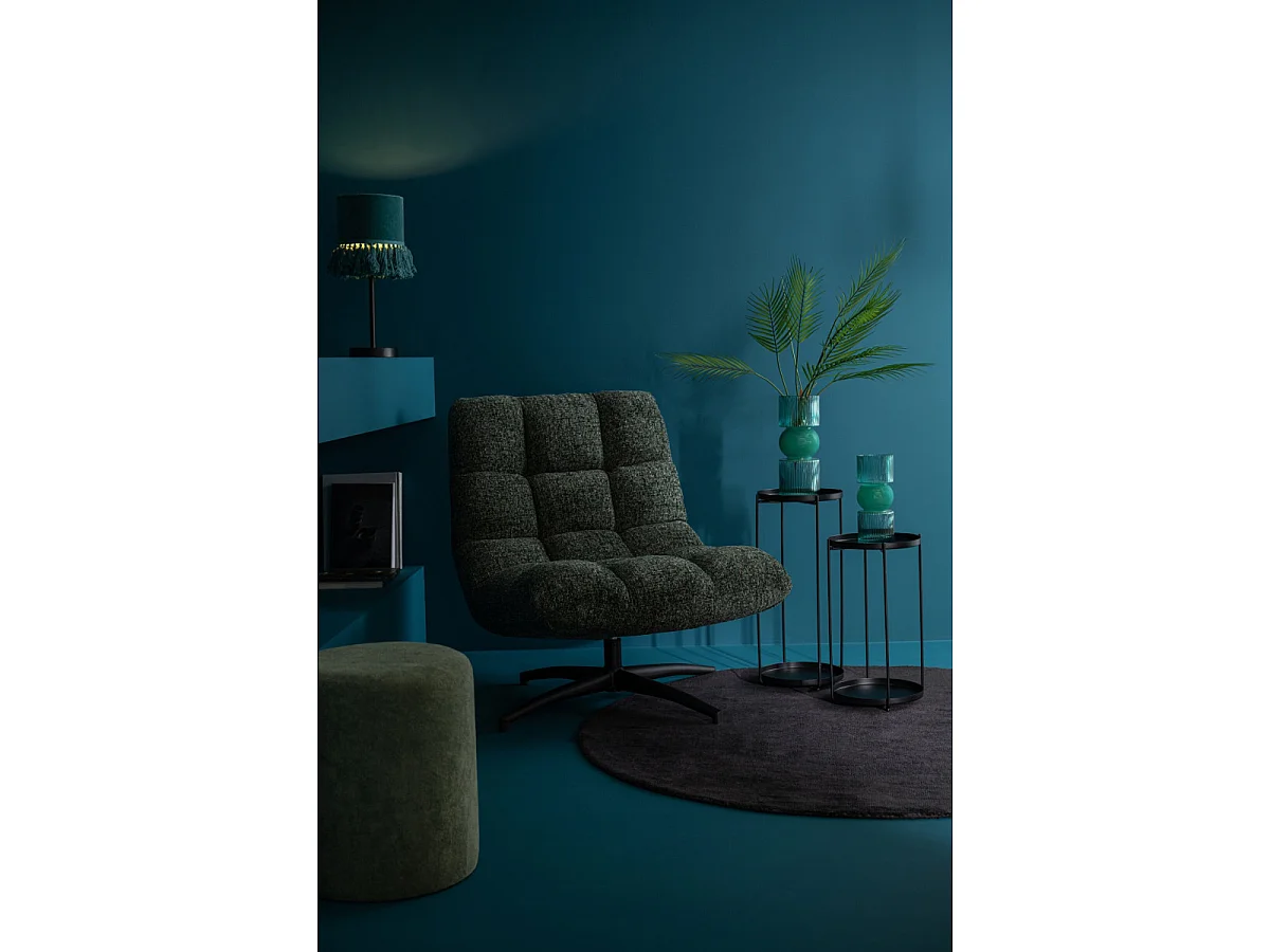 Pouf Cylindrique "Moon" 41cm Gris Vert