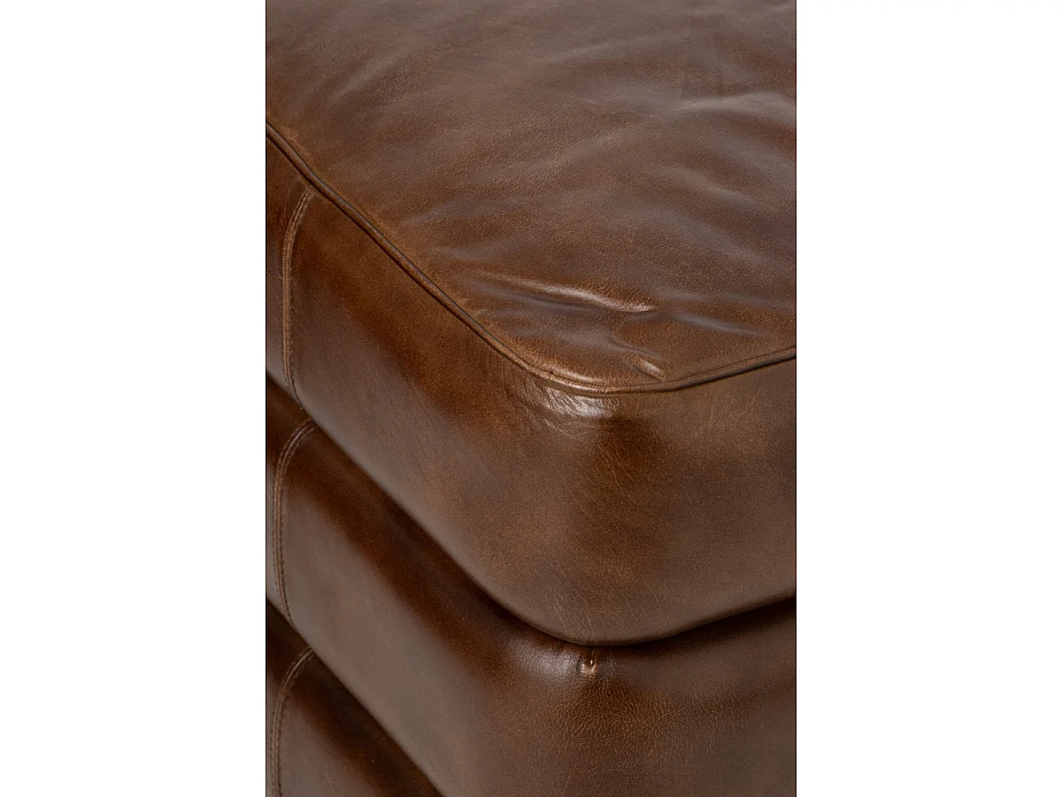 Pouf Carré en Cuir "Austin" 46cm Marron