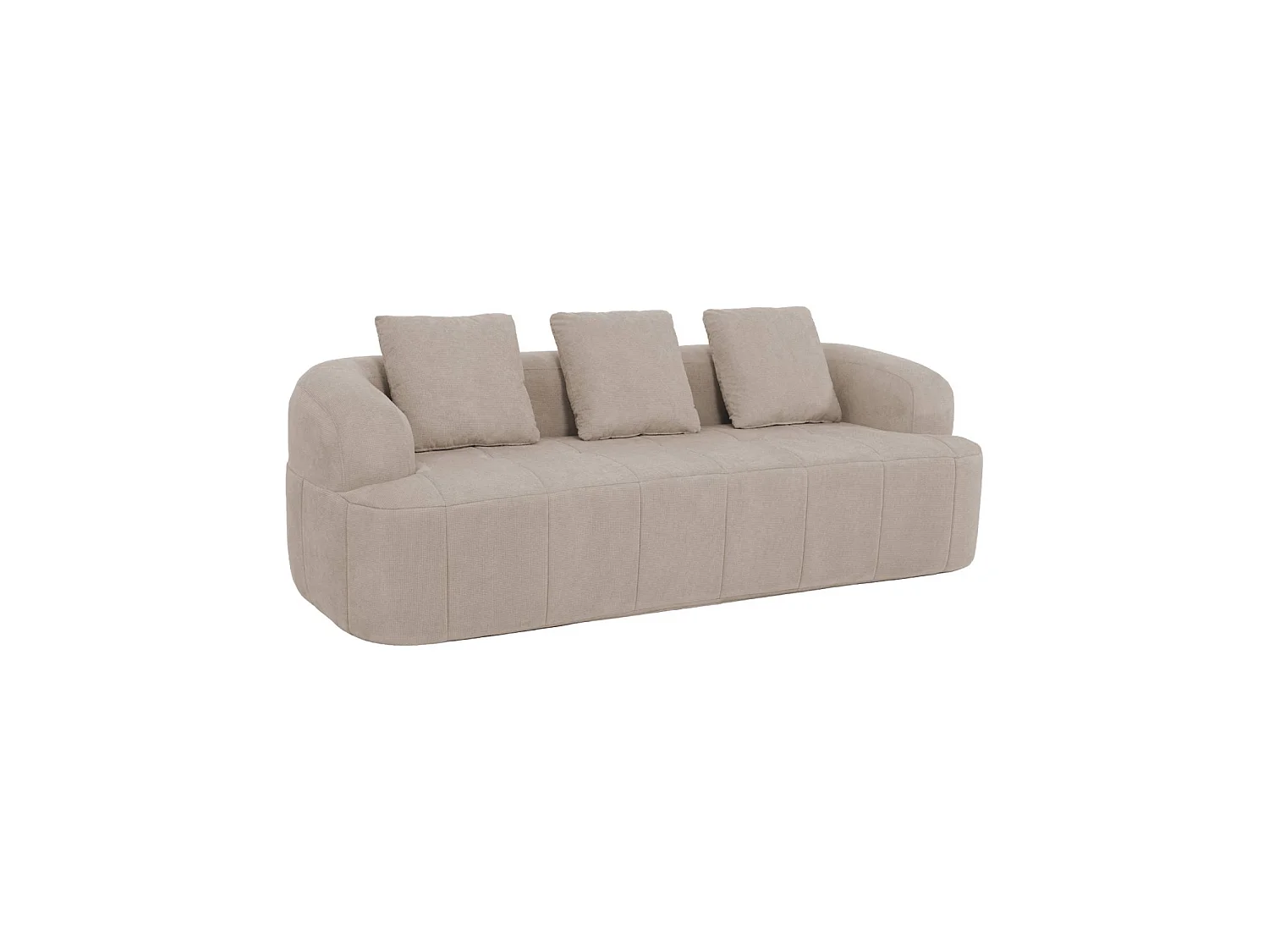 Canapé compressé 3 places tissu beige - Nelio