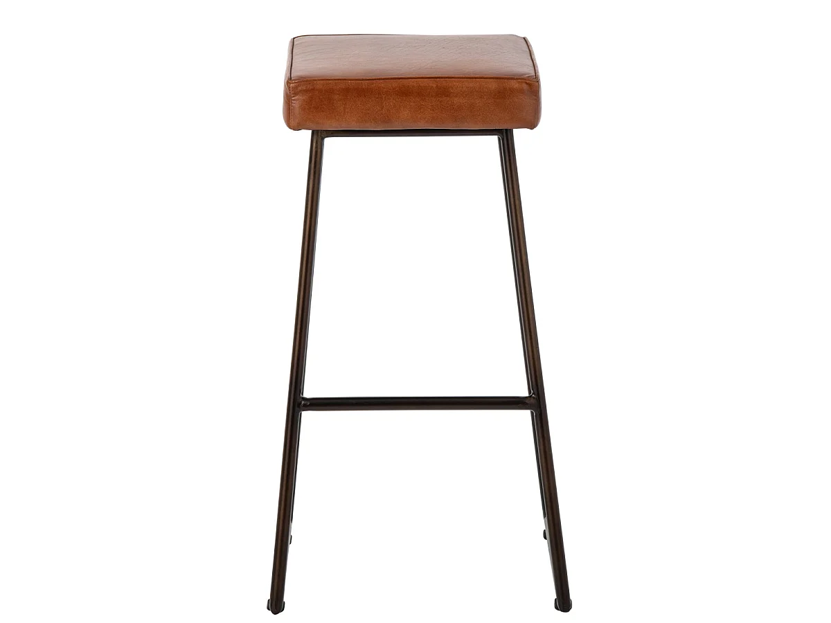 Tabouret de Bar en Cuir "Austin" 73cm Camel