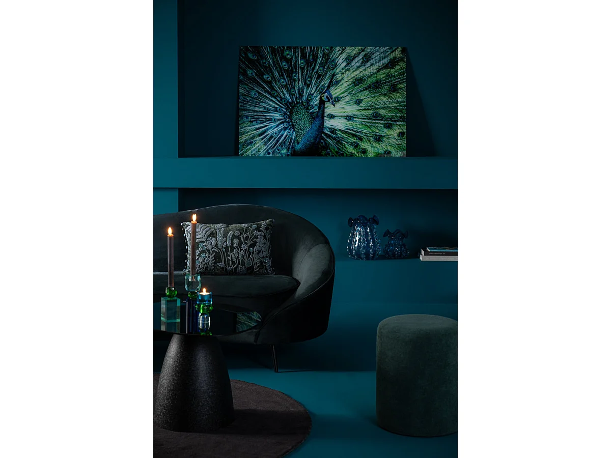 Pouf Cylindrique "Moon" 41cm Bleu Pétrole