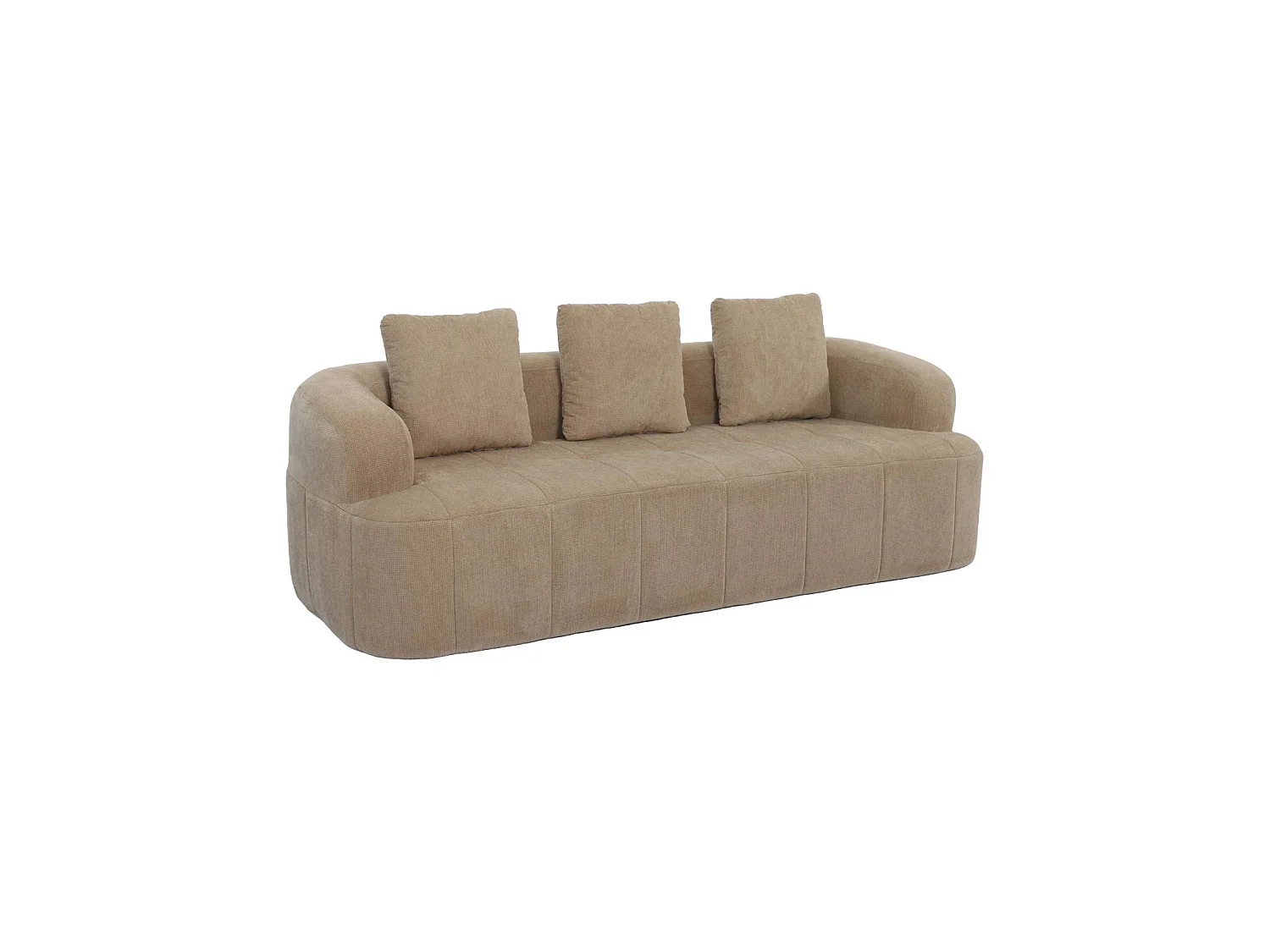 Canapé compressé 3 places tissu beige foncé - Nelio