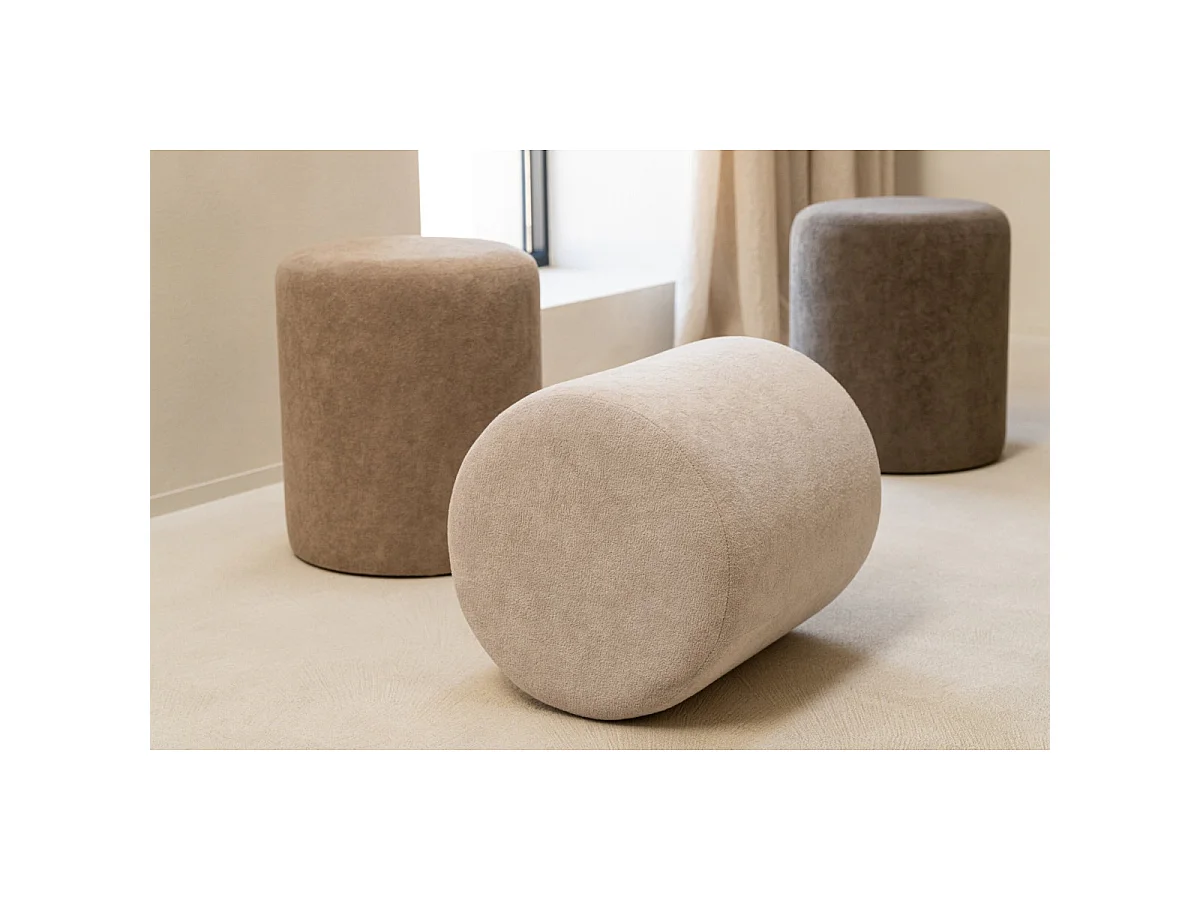 Pouf Cylindrique "Moon" 41cm Grège