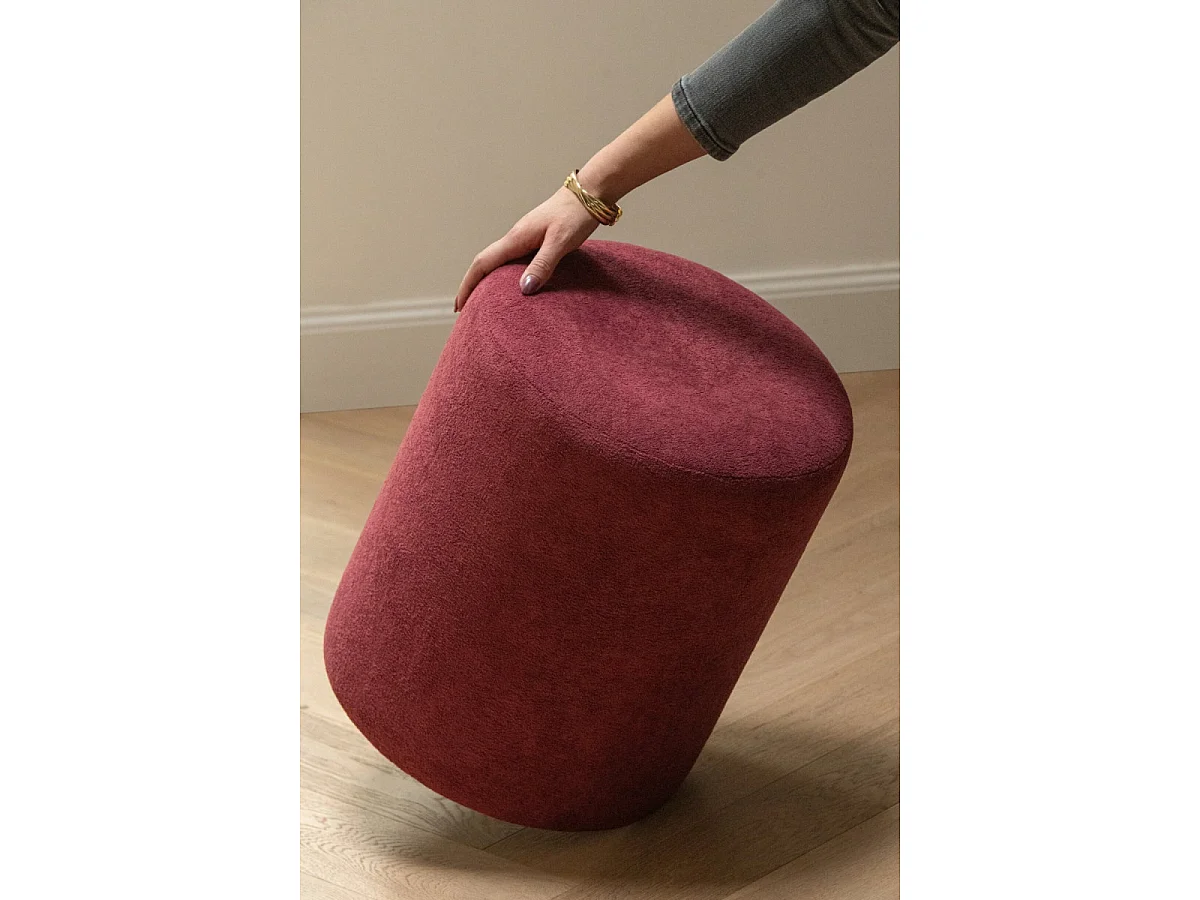 Pouf Cylindrique "Moon" 41cm Bordeaux