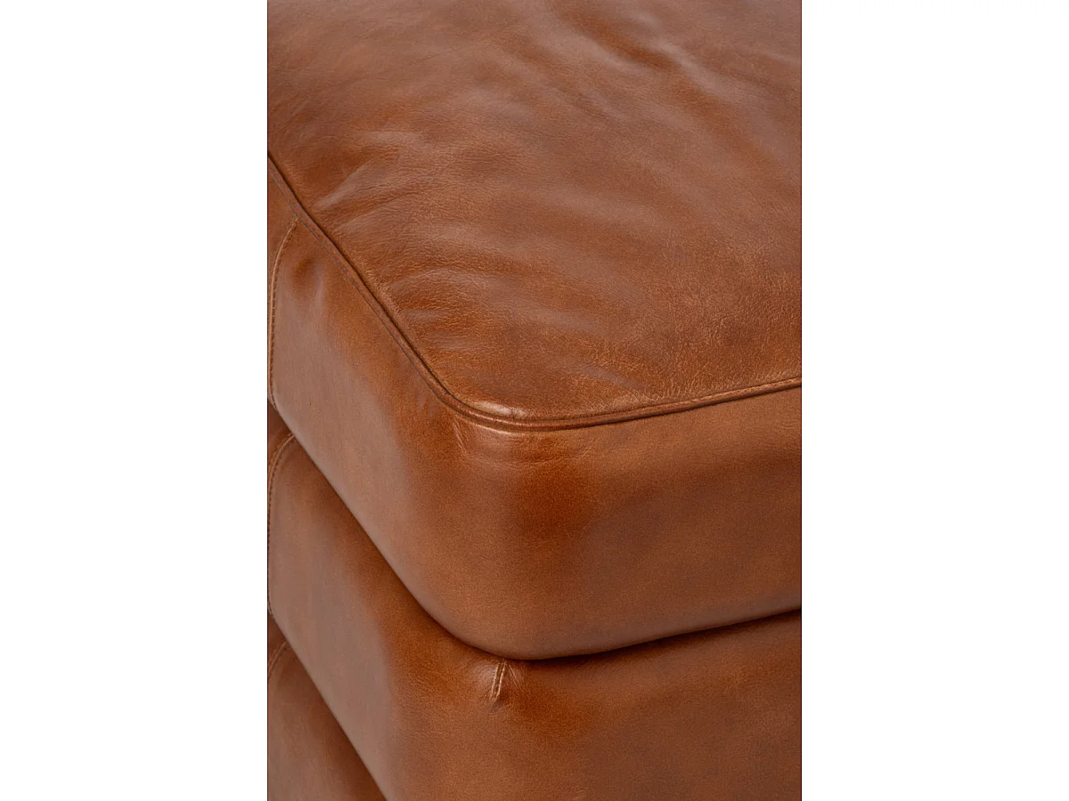 Pouf Carré en Cuir "Austin" 46cm Camel