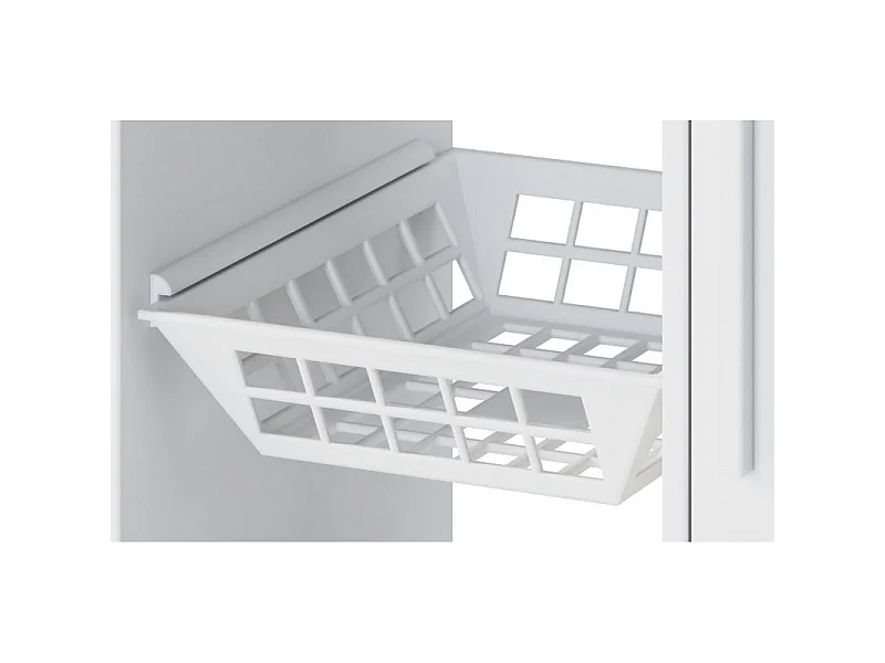 Desserte de Cuisine Micro-Onde Blanche Mobile 1 Porte 1 Panier L 54 H 80 P 35.5 cm