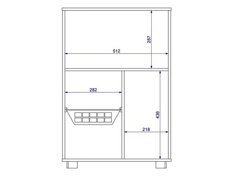 Desserte de Cuisine Micro-Onde Blanche Mobile 1 Porte 1 Panier L 54 H 80 P 35.5 cm