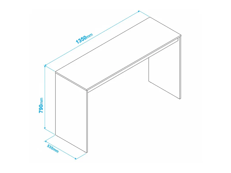 Bureau Chêne et Noir L 135 H 79 P 53.5 cm