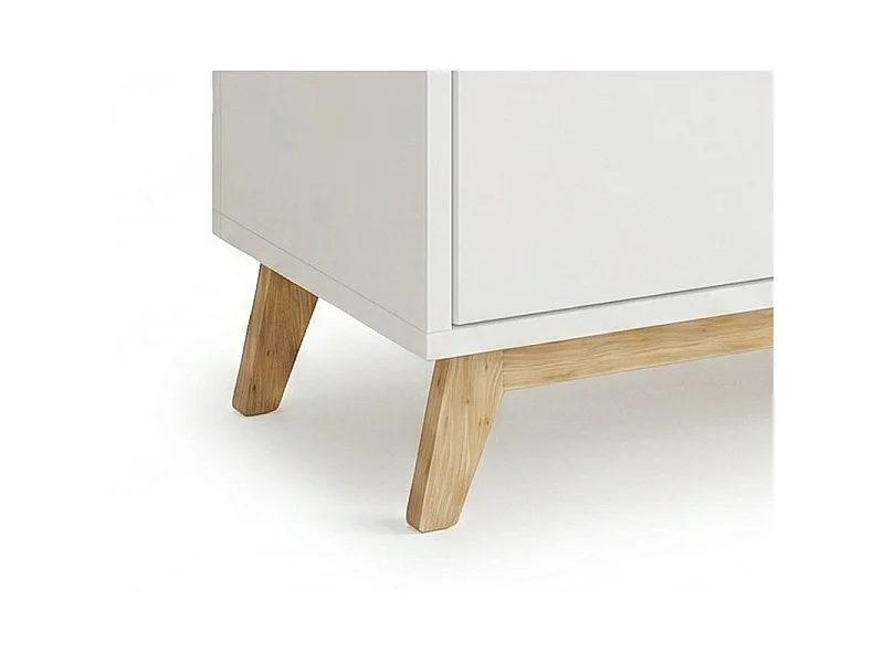 Buffet Scandinave Blanc 2 Portes 4 Niches Pieds Pin L 90.2 H 67.5 P 35.1 cm