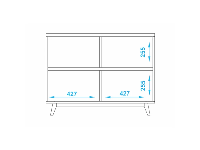 Buffet Scandinave Blanc 2 Portes 4 Niches Pieds Pin L 90.2 H 67.5 P 35.1 cm