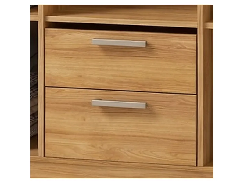 Armoire Dressing 6 Portes 2 Tiroirs 9 Niches Chêne et Blanc L 135.4 H 178 P 36.5 cm