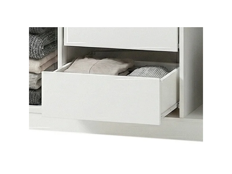 Armoire Dressing 6 Portes 2 Tiroirs 9 Niches Blanche L 135.4 H 178 P 36.5 cm