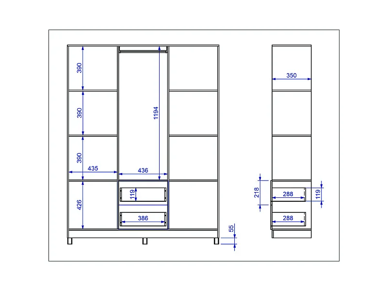 Armoire Dressing 6 Portes 2 Tiroirs 9 Niches Blanche L 135.4 H 178 P 36.5 cm