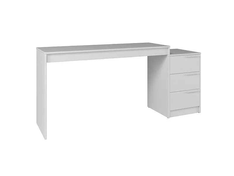 Bureau et Caisson 3 Tiroirs Amovible Blanc L 176.5 H 78.5 P 38 cm