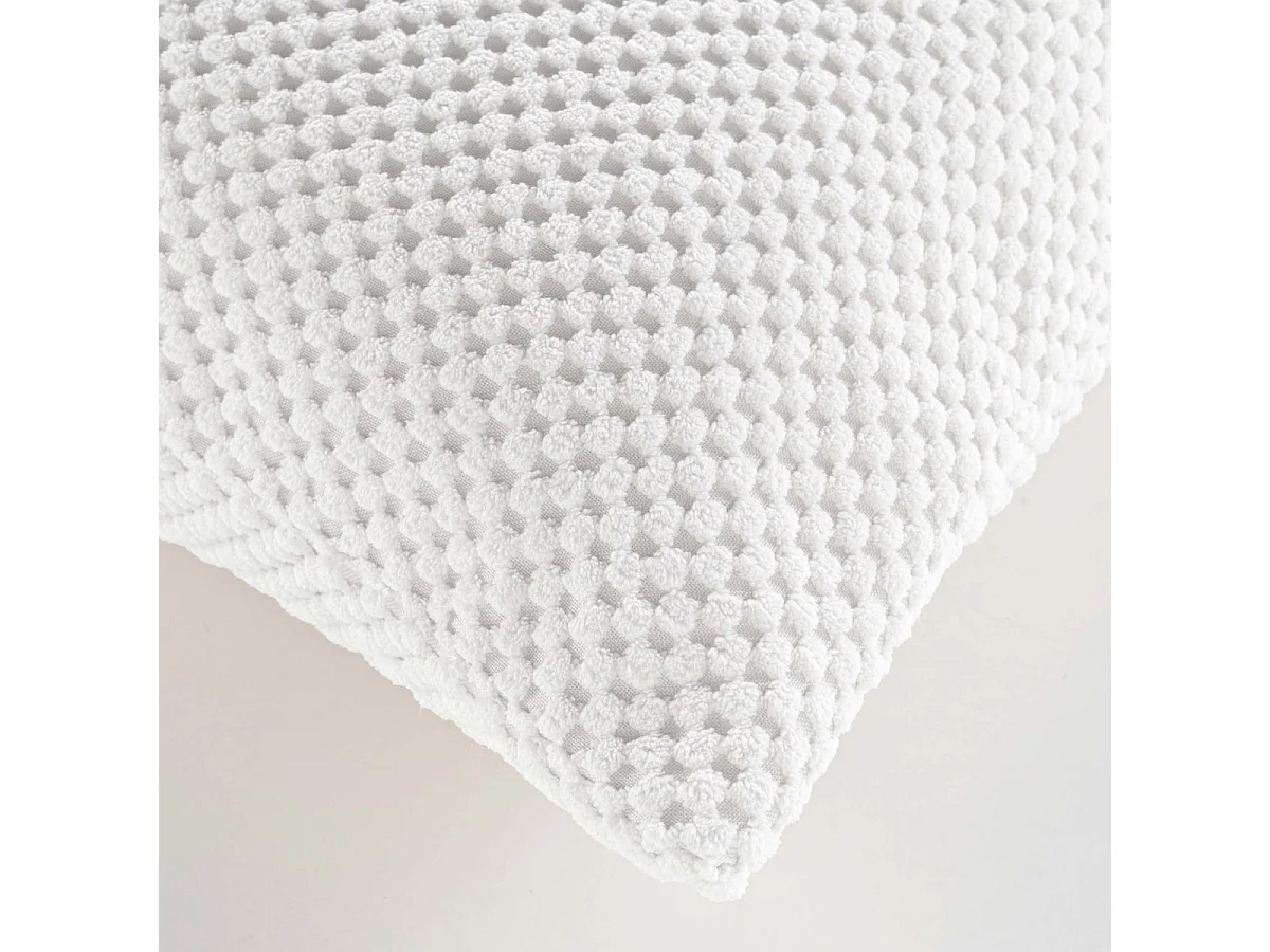 Coussin Déco en Velours Relief "Java" 45x45cm Blanc