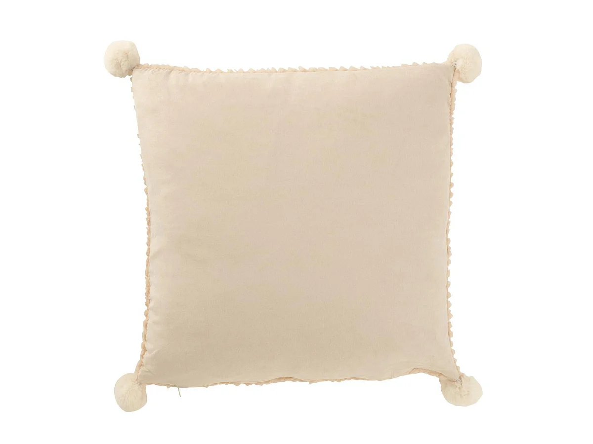 Coussin Déco à Pompons "Ulysse" 45x45cm Beige