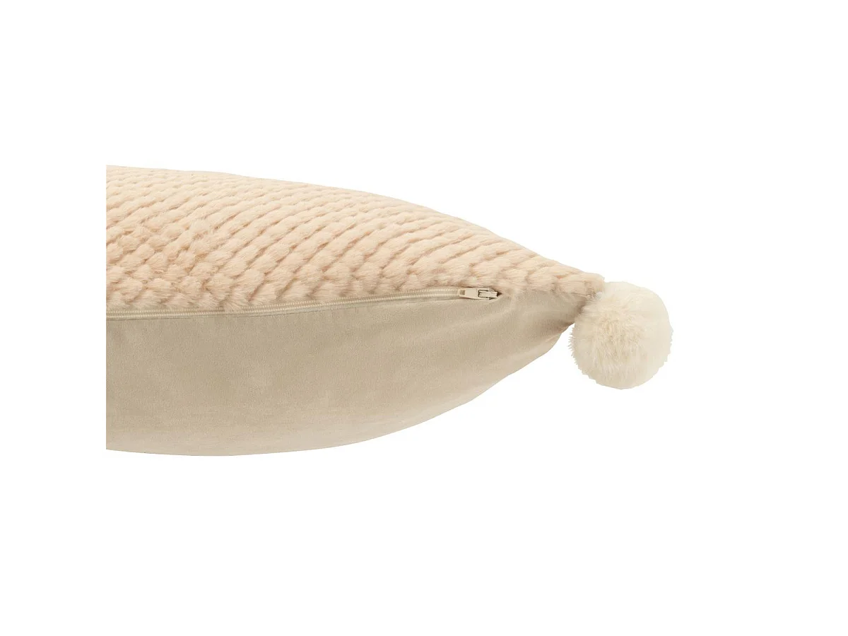 Coussin Déco à Pompons "Ulysse" 45x45cm Beige