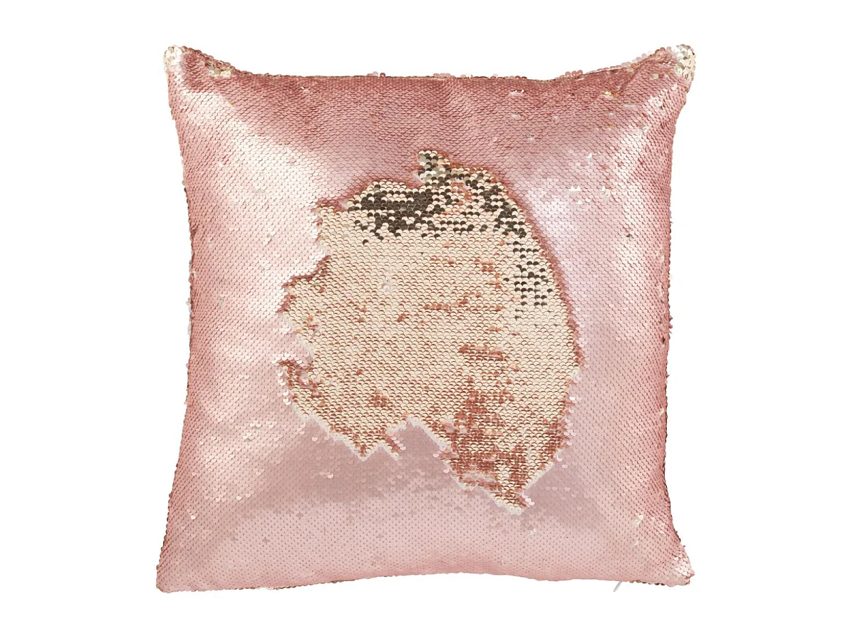 Coussin Déco Réversible "Sequin" 45x45cm Rose & Champagne