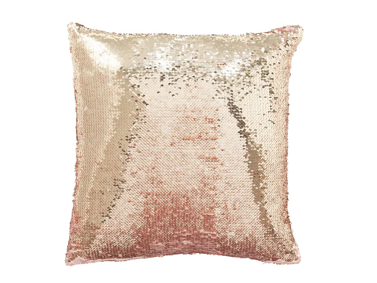 Coussin Déco Réversible "Sequin" 45x45cm Rose & Champagne