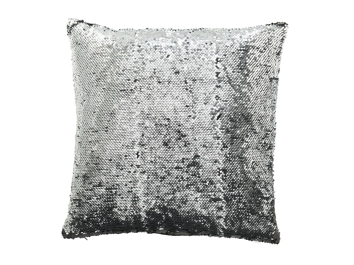 Coussin Déco Réversible "Sequin" 45x45cm Noir & Argent