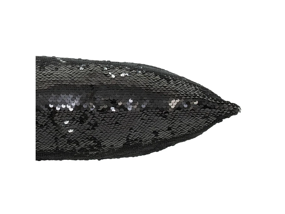 Coussin Déco Réversible "Sequin" 45x45cm Noir & Argent