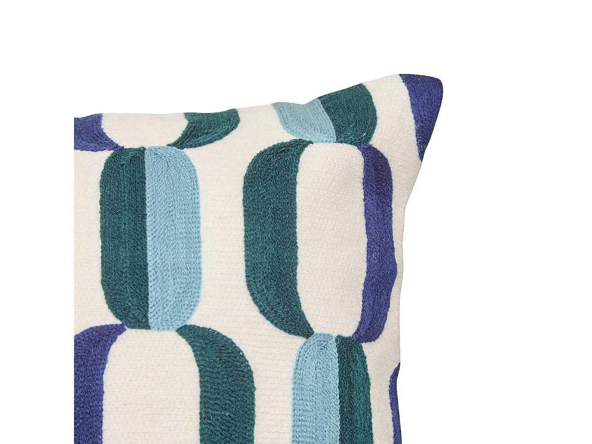 Coussin Déco Brodé "Hary" 35x75cm Bleu