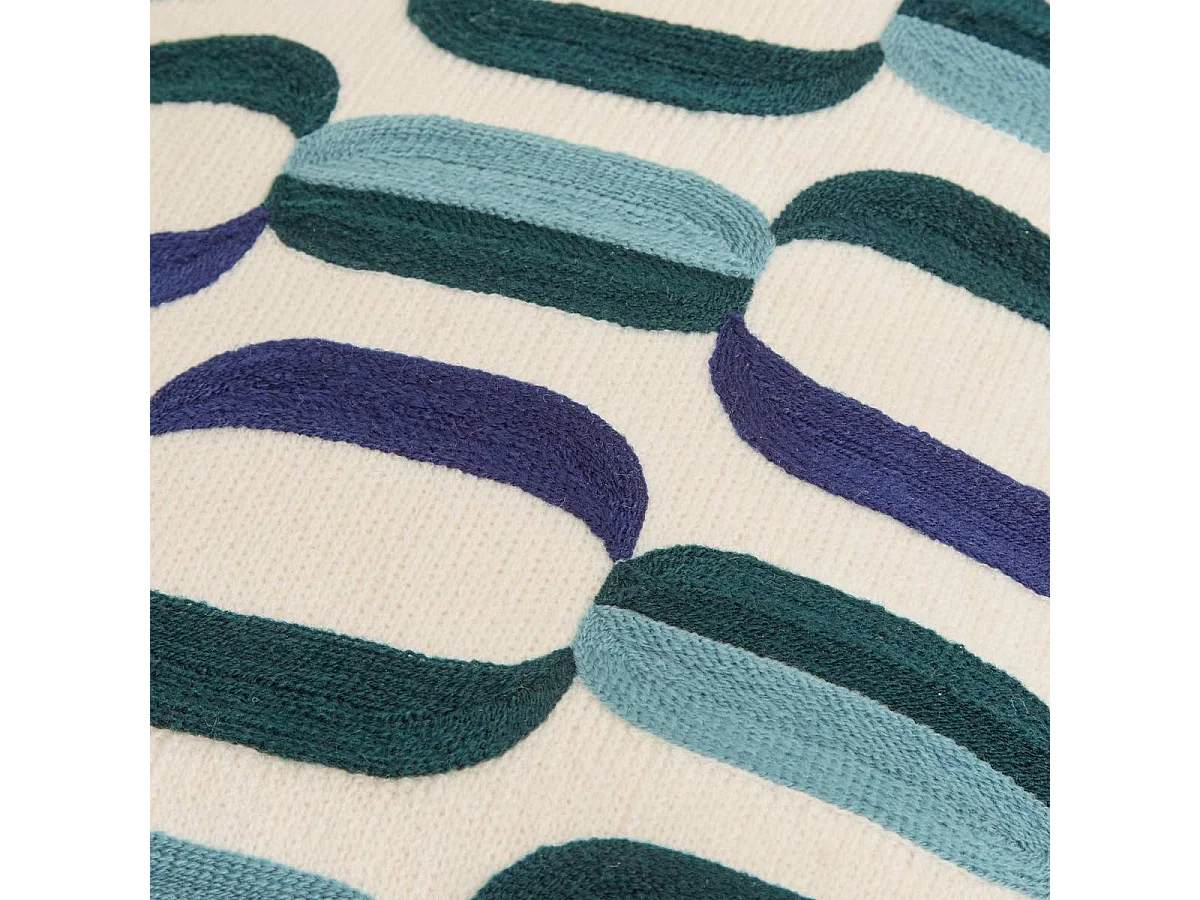 Coussin Déco Brodé "Hary" 35x75cm Bleu