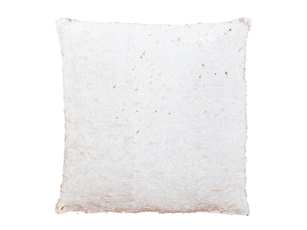 Coussin Déco Réversible "Sequin" 45x45cm Champagne & Blanc