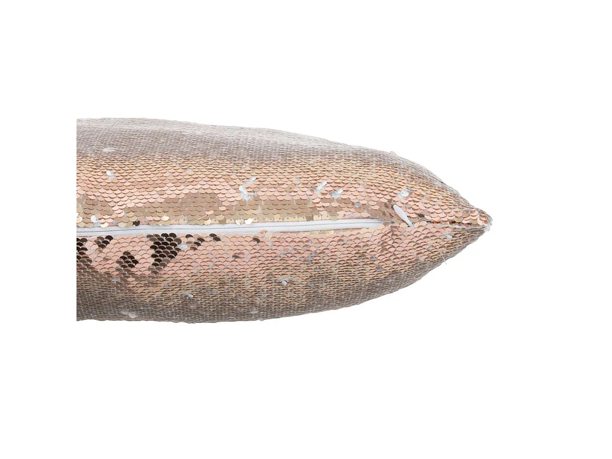 Coussin Déco Réversible "Sequin" 45x45cm Champagne & Blanc