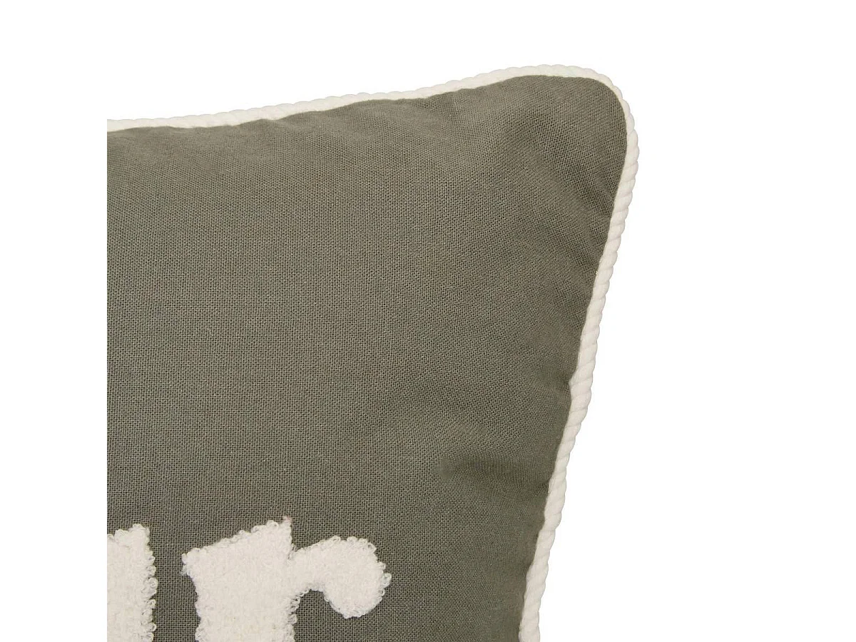 Coussin Déco Brodé "Chéri" 38x58cm Kaki