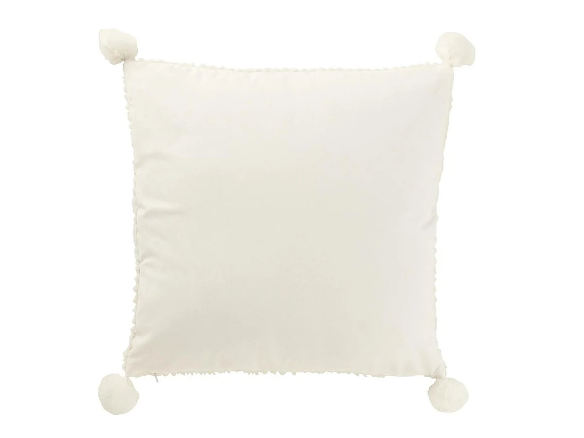 Coussin Déco à Pompons "Ulysse" 45x45cm Blanc