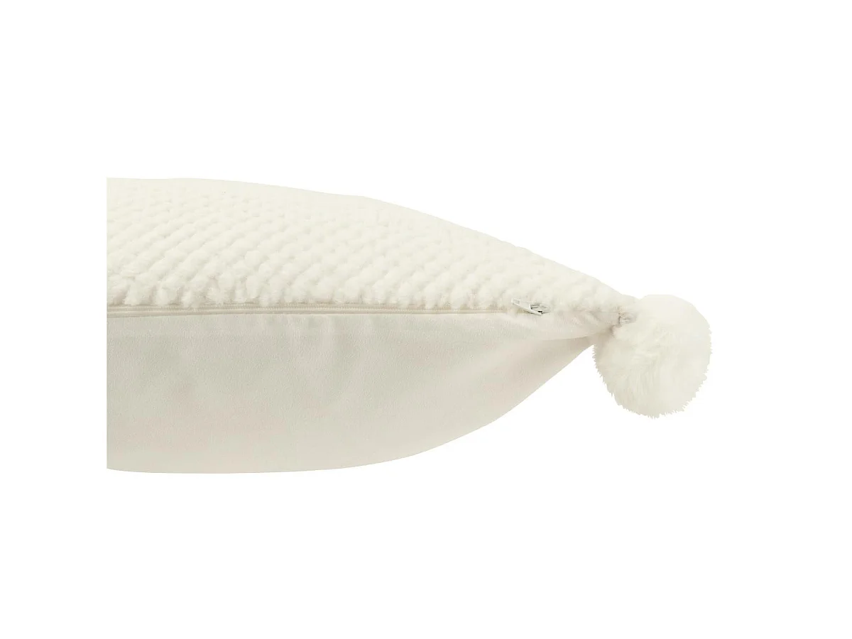 Coussin Déco à Pompons "Ulysse" 45x45cm Blanc