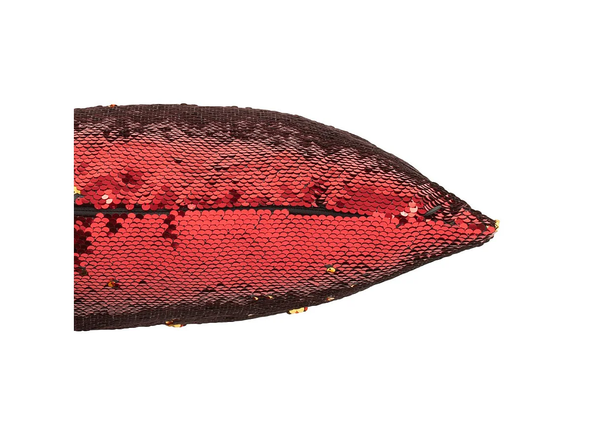Coussin Déco Réversible "Sequin" 45x45cm Rouge & Or