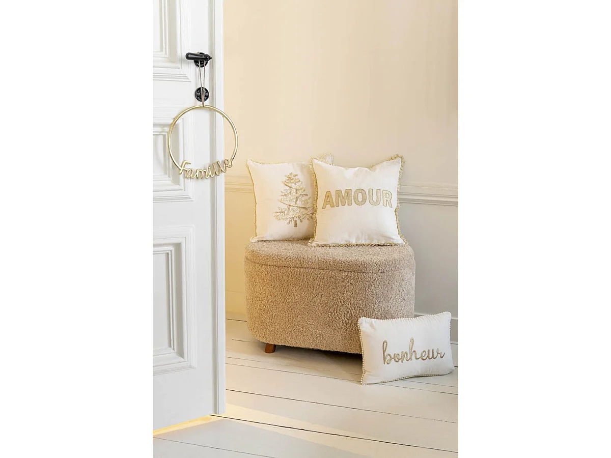 Coussin Déco Bonheur "Ellis" 30x45cm Blanc