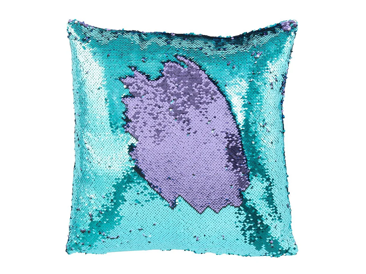 Coussin Déco Réversible "Sequin" 45x45cm Bleu & Mauve