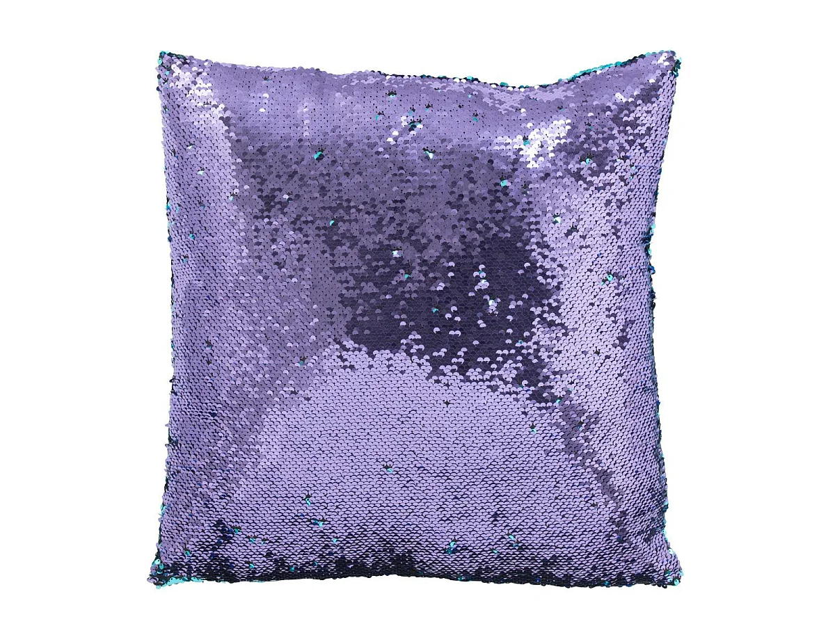 Coussin Déco Réversible "Sequin" 45x45cm Bleu & Mauve