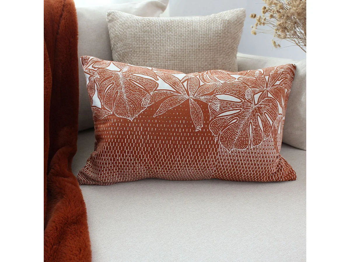 Coussin Déco Imprimé "Casamance" 30x50cm Cuivre