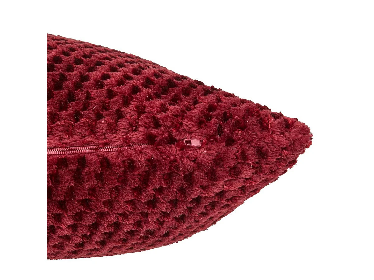 Coussin Jacquard en Flanelle "Lyno" 40x40cm Rouge Grenat