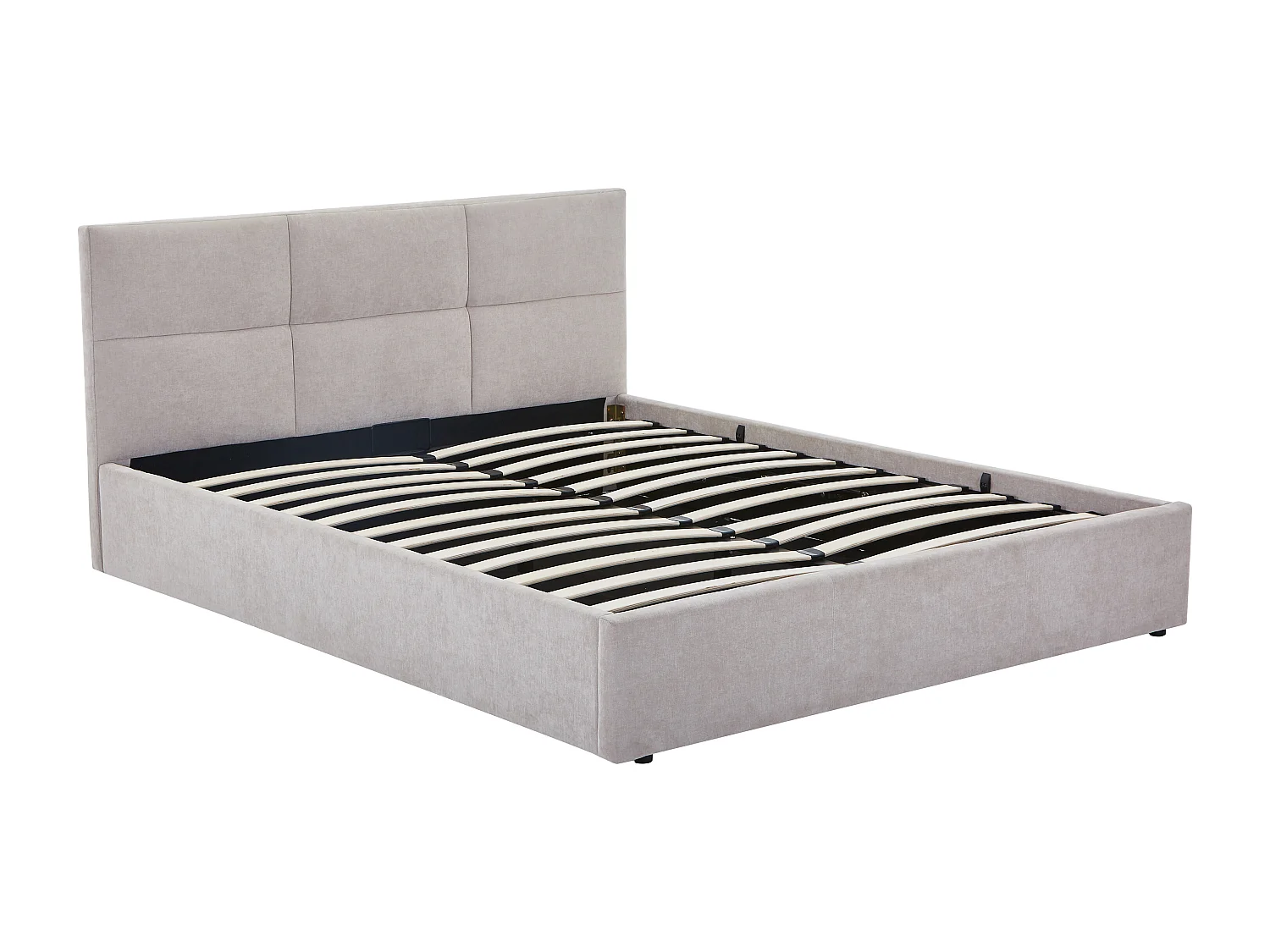 Lit coffre 140 x 200 cm - Tissu chenille - Beige + matelas - YRENE
