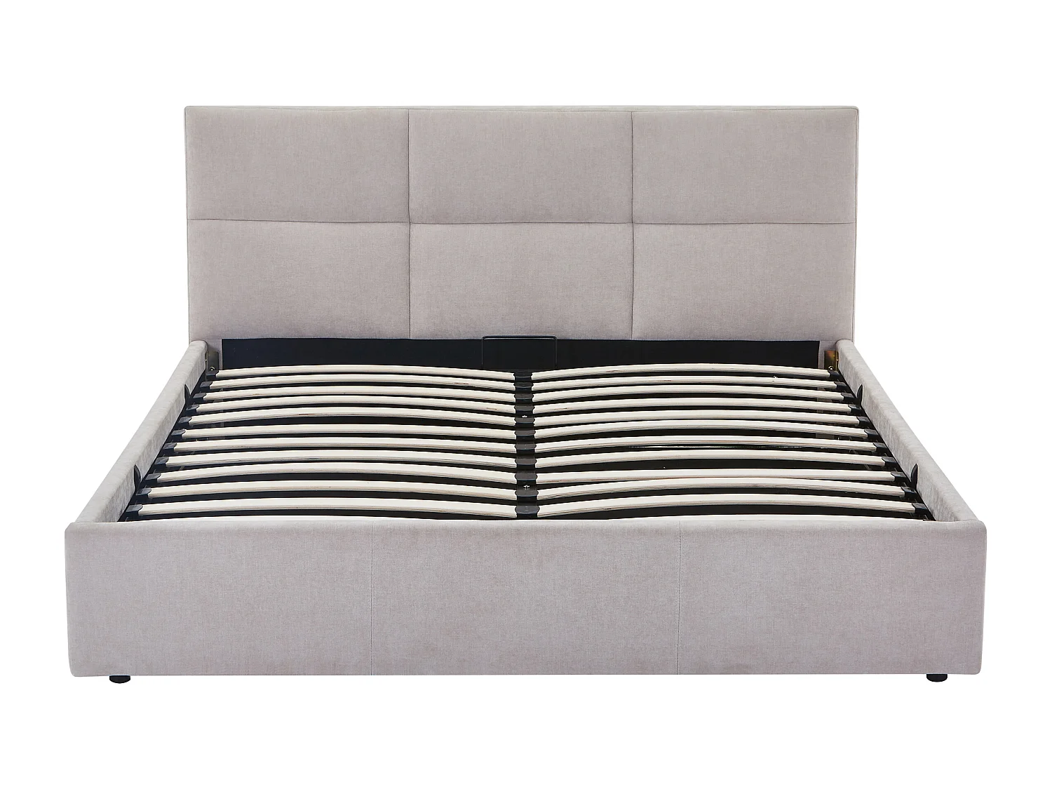 Lit coffre 140 x 200 cm - Tissu chenille - Beige + matelas - YRENE