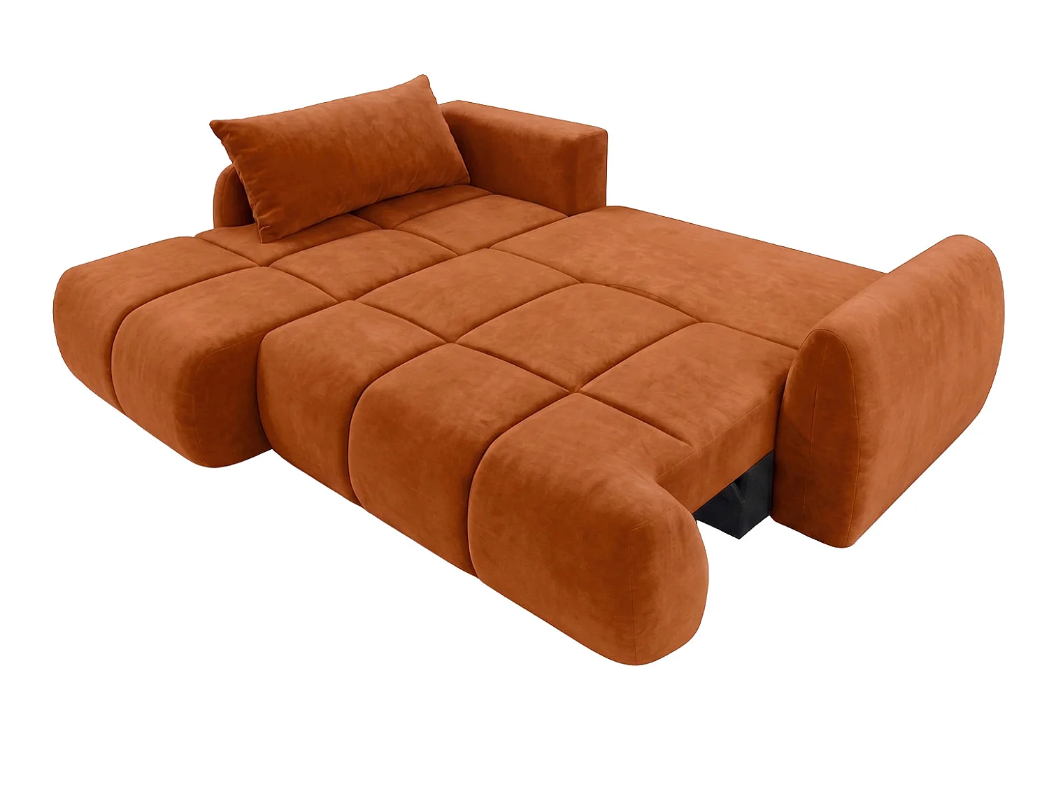 Canapé d’angle avec fonction couchage et coffre de rangement, tissu velours Bluvel, Cannelle, Gauche, COCO