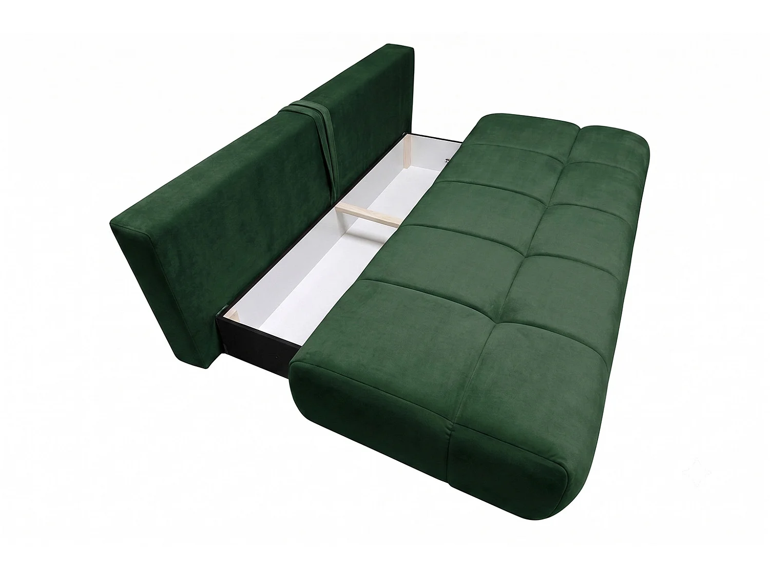 Canapé convertible avec coffre de rangement, tissu velours Bluvel, Vert, COCO
