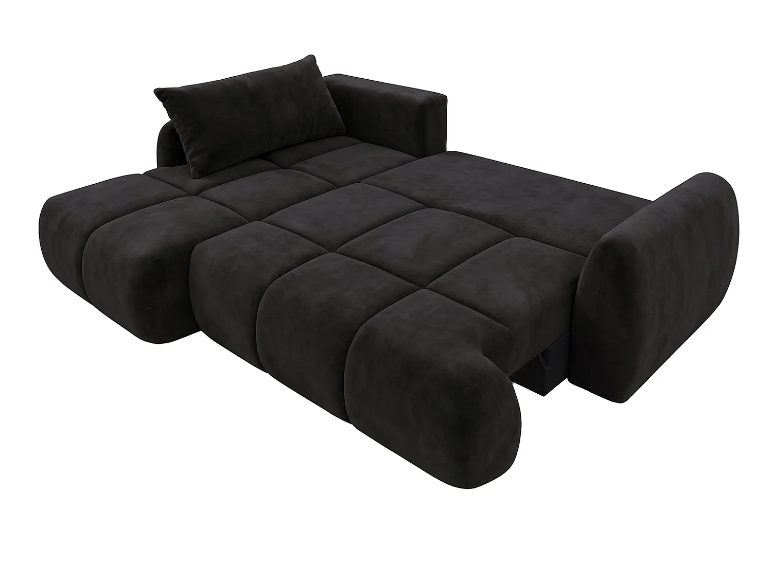 Ecksofa mit Schlaffunktion und Bettkasten, Veloursstoff Bluvel, Schwarz, Links, COCO