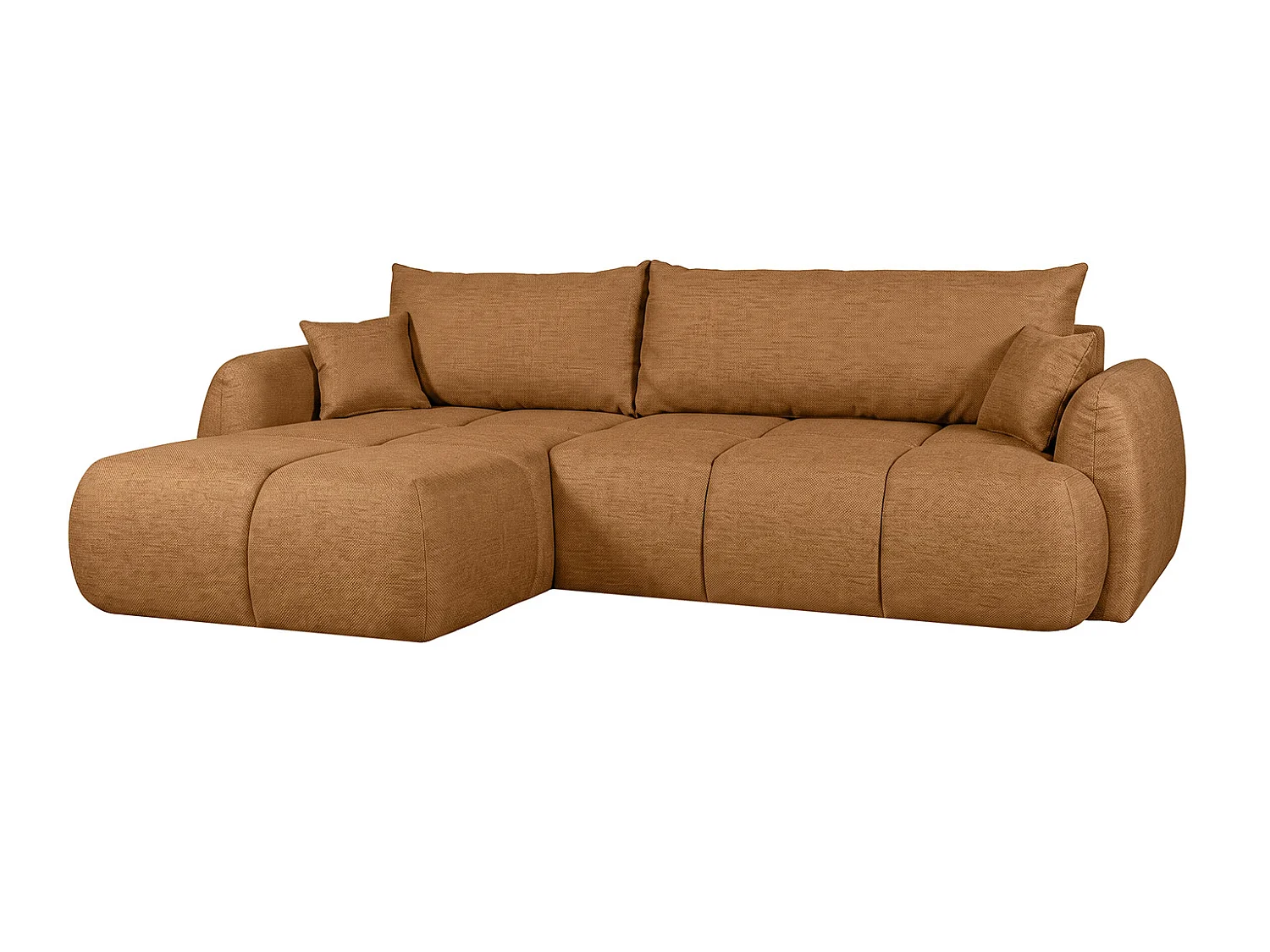 Ecksofa mit Schlaffunktion und Bettkasten, Strukturstoff Verita, Kupfer, Links, COCO