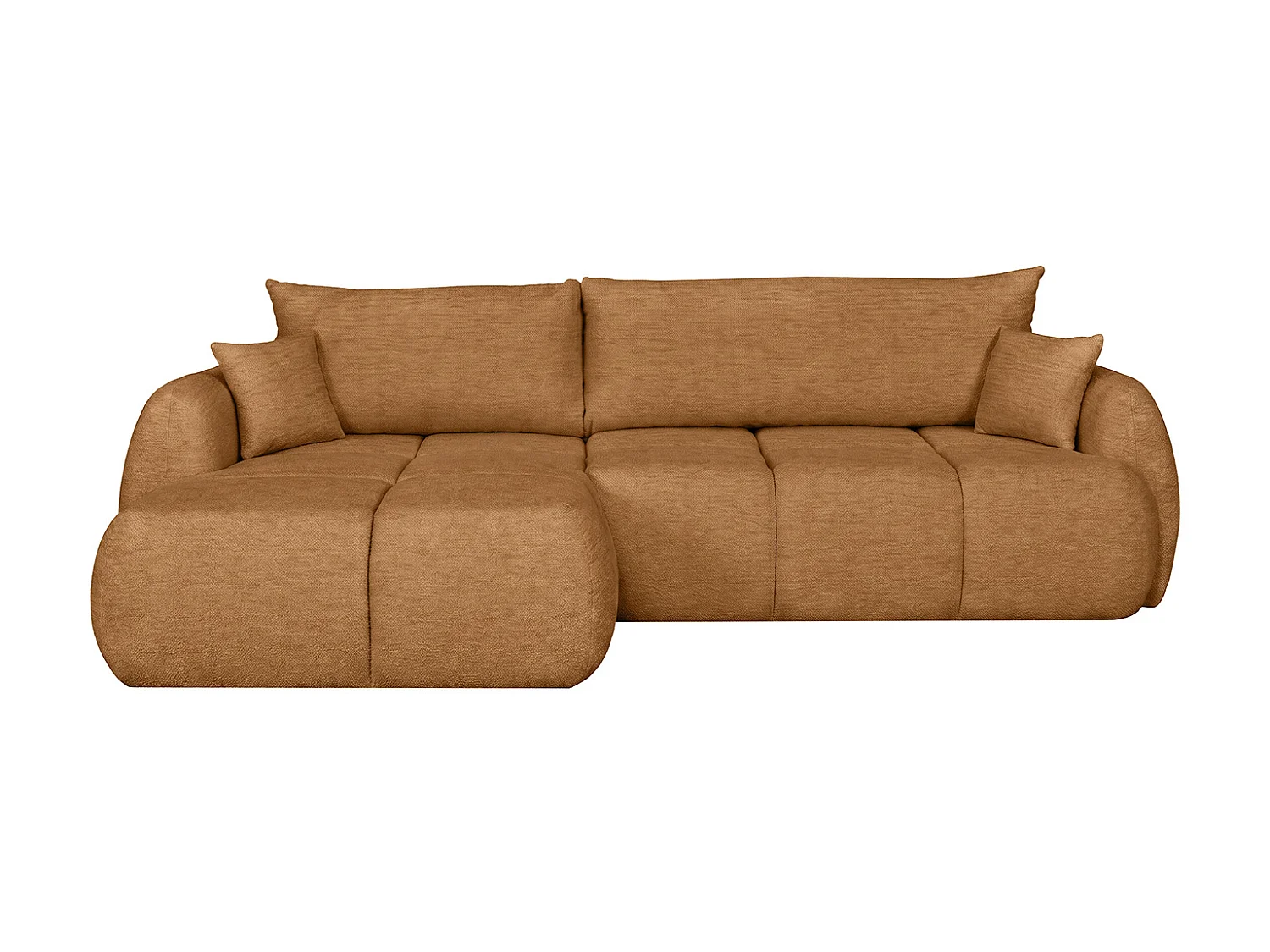 Ecksofa mit Schlaffunktion und Bettkasten, Strukturstoff Verita, Kupfer, Links, COCO