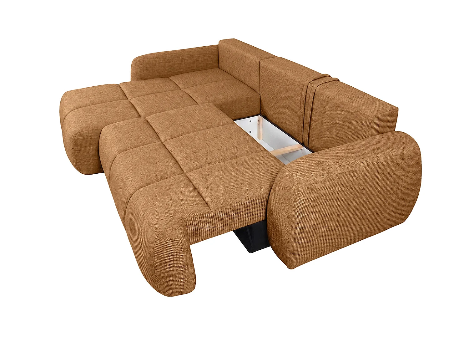Ecksofa mit Schlaffunktion und Bettkasten, Strukturstoff Verita, Kupfer, Links, COCO
