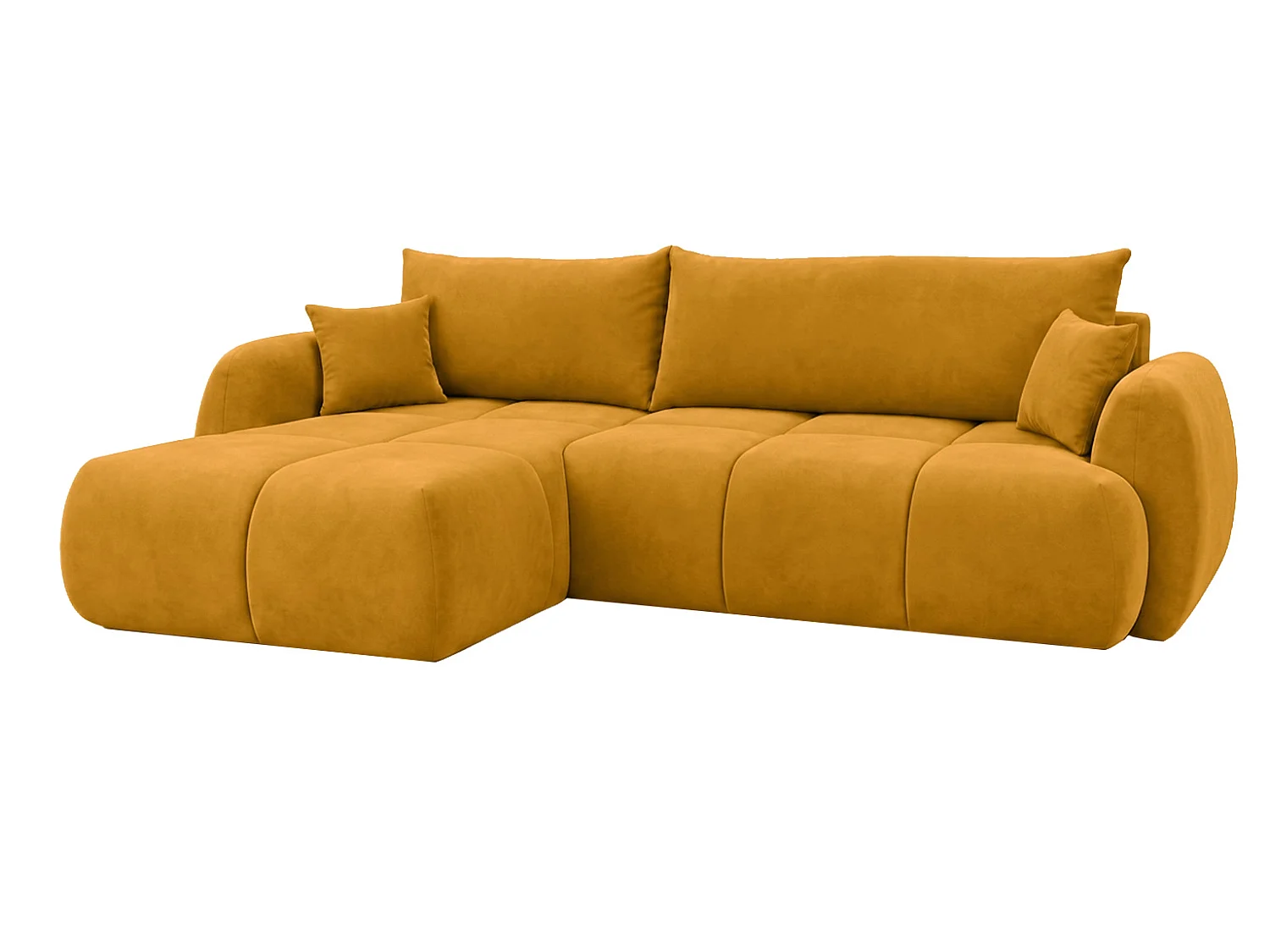 Ecksofa mit Schlaffunktion und Bettkasten, Veloursstoff Bluvel, Golden, Links, COCO