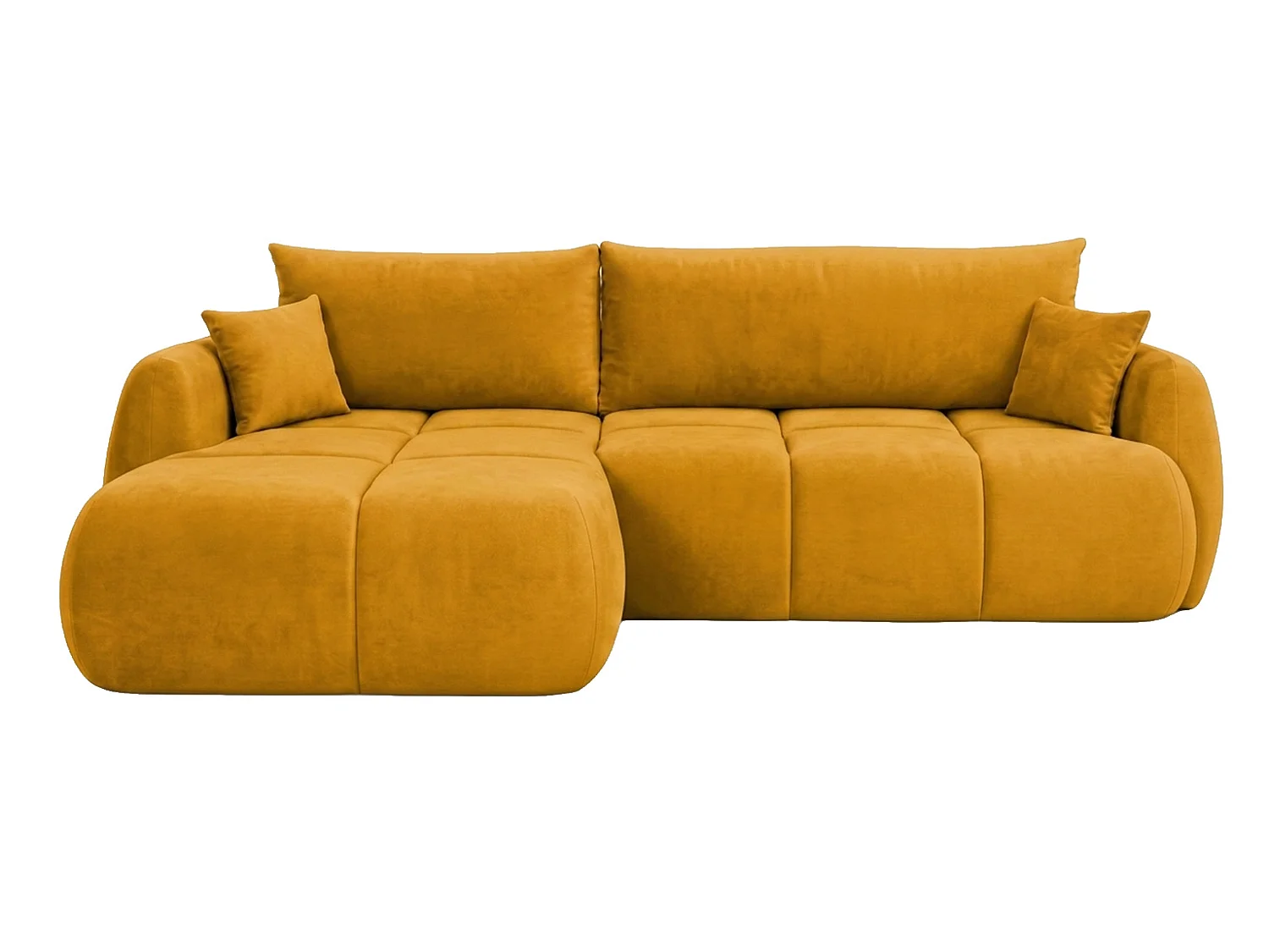 Ecksofa mit Schlaffunktion und Bettkasten, Veloursstoff Bluvel, Golden, Links, COCO