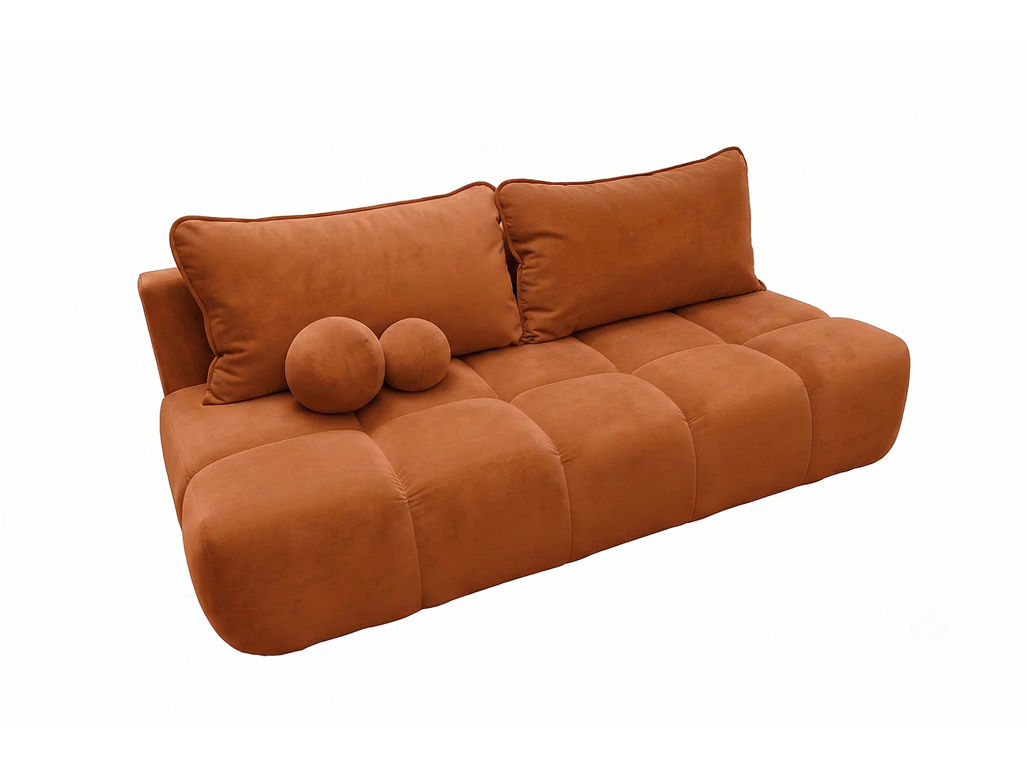 Sofa z funkcją spania i pojemnikiem, tkanina welurowa Bluvel, Cynamonowy, COCO